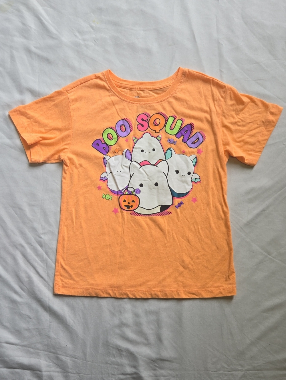 Squishmallows Kids' Boo Squad Graphic Tee - Orange with Purple Accents